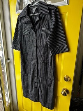 rabbit rabbit rabbit designs Striped Black Button-Front Light-weight Jacket